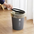 thumbnail image 5 of Frogued Garbage Bin with Pressure Ring No Lid Space-Saving Plastic Kitchen Bathroom Living Room Striped Trash Can for Daily Life (Black,M), 5 of 13
