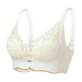 thumbnail image 5 of Wdgfv No Underwire Lace Bras for Women Sponge Cup Front Closure Bra for Seniors Plus Size Full Coverage Bra No Wire Bras White 90C, 5 of 8