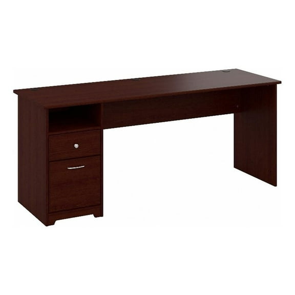 Maklaine Contemporary 72W Computer Desk with Drawers in Harvest Cherry