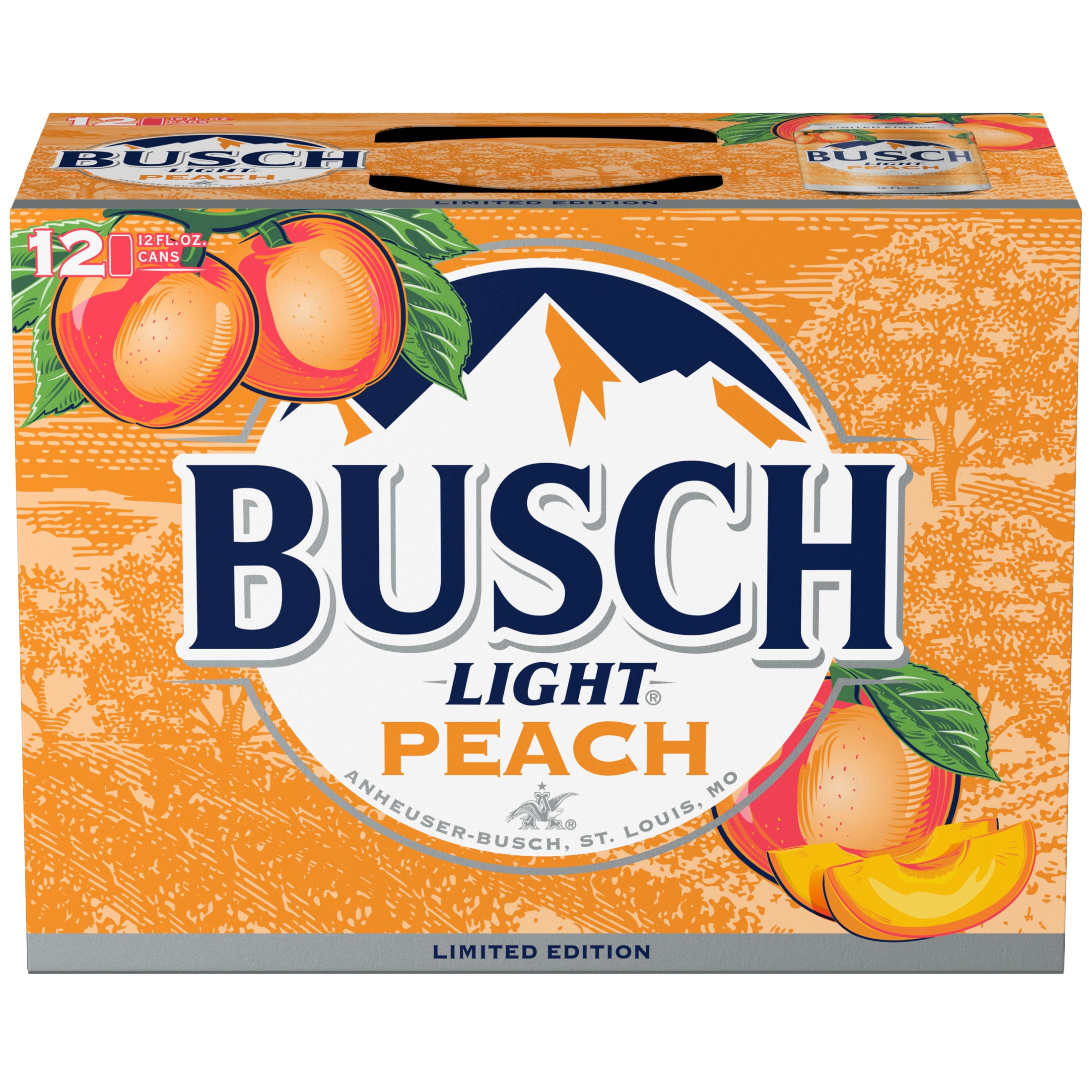 Busch Light Peach American Lager Beer 12 pack 12 fl oz Aluminum Cans 4.1% ABV