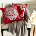thumbnail image 5 of The HomeCentric Throw Pillow Covers, Red Pack of 2, 16"x16" (40x40 cm) Throw Pillows For Couch, Velvet Greek & Applique & Foil Cushion Cover, Geometric Pattern, Modern Style Easter - Greek Frame, 5 of 10