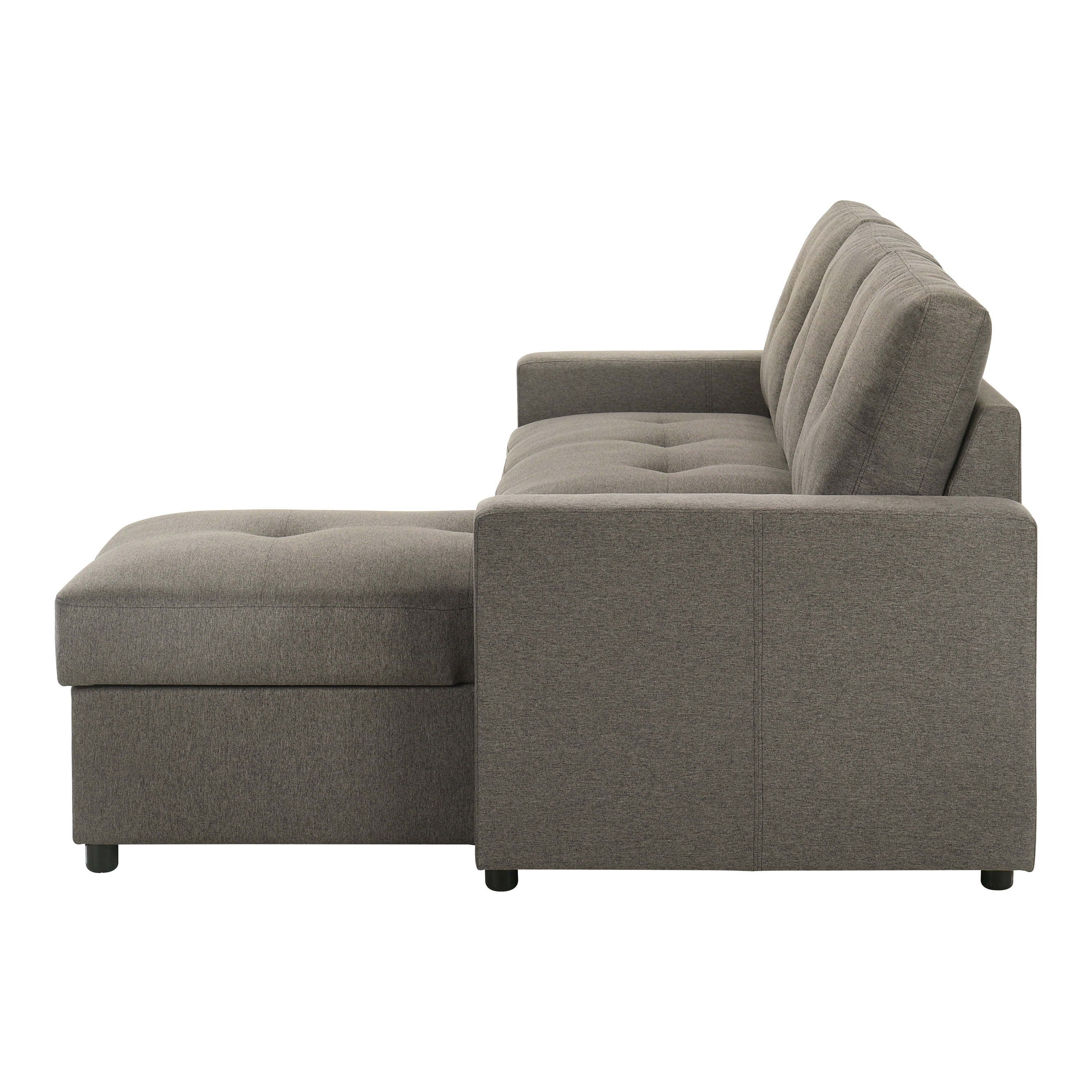 Furniture of America Jovi Modern Fabric L-Shaped Sectional Sofa with Pull Out and Storage Under Chaise, Light Brown
