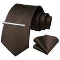 thumbnail image 2 of HISDERN Tie Clip Set for Mens Wedding Ties Solid Color Neckties and Pocket Square Clip Sets 3pc, 2 of 7
