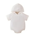 thumbnail image 1 of MIASHUI Unisex Baby One-Piece Short Sleeve Button Romper Hooded Jumpsuits Baby Clothes,White,3-6 Months, 1 of 8