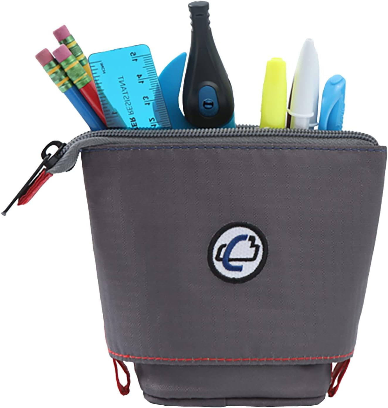 Case-it PLP-36-ME Monster Eye Pop-Up Zipper Pencil Cup, 2 x 5.5 x 7 Inches, Grey, PLP-36-ME-GRY