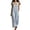 Blue, variant on Women's Sleeveless V Neck Maxi Dress Ruffle Trim Striped Pattern With Pockets Casual Summer Dress