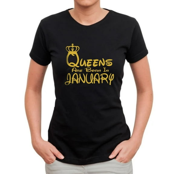 New Gold Queens Are Born In JANUARY Printed Vneck Lady Tee Shirt Short Sleeve Vneck T-Shirt Soft and Comfy Shirt, Lightweight Shirt Small