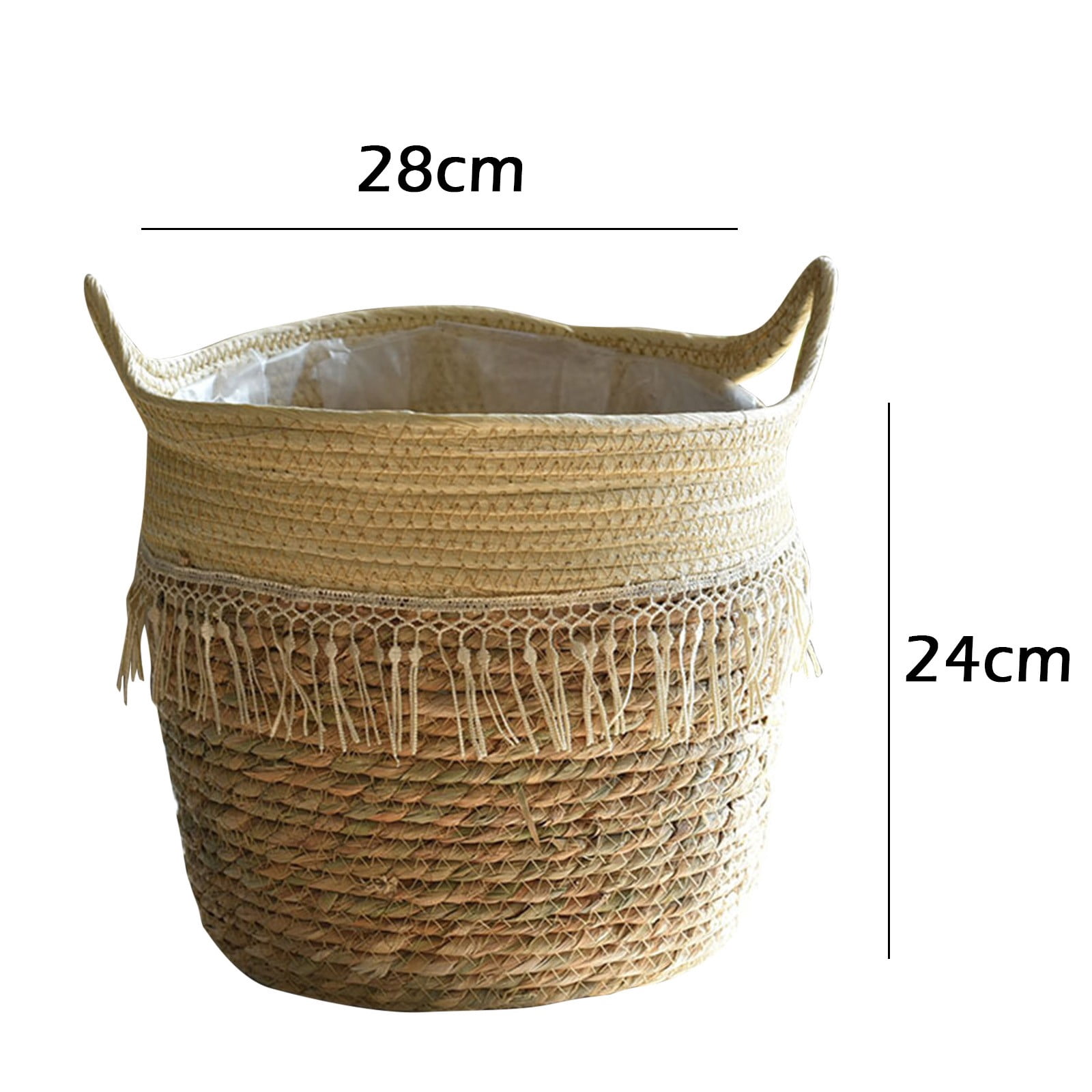 Fdelink Flower Pot Seagrass Wicker Basket Flower Pot Folding Basket Storage Basket Decoration
