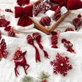 thumbnail image 4 of Guirnalda navideña de flocado rojo, cascabel, adorno para árbol de Navidad, Feliz Navidad, alegría, 2025, decoración para fiesta de Navidad en el hogar, 4 of 5