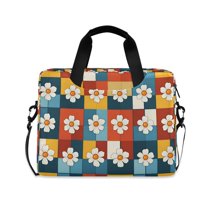 FORMRS 16" Laptop Sleeve Bag Carrying Case with Handle Travel Shoulder Briefcase, Yellow Checkered Daisy