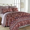 thumbnail image 2 of Levtex Home - Madera King Quilt - Navy, Rust, Orange and Cream - Printed Velvet Medallion Stripe - Quilt (106 x 92 in.) - Polyester Velvet, 2 of 5