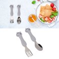 thumbnail image 1 of Cute Toddler Fork And Spoon Set Shaped Spoons With PP Handle Stainless Steel Tableware For Feeding Training Attractive Cartoon Design Promote Self Feeding Skills, 1 of 8