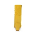thumbnail image 2 of BLISSFUL STEP Women's Ankle Boots Slouch Pointy Toe Chunky Heel Side Zip Faux Suede Booties Yellow 9, 2 of 7