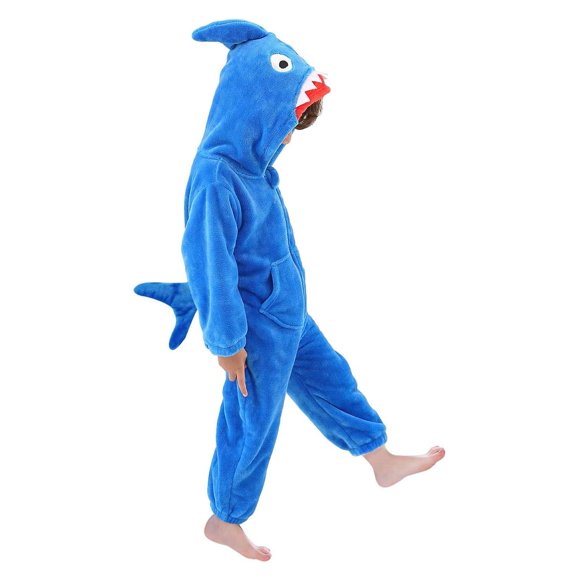 LOLANTA Costume de Requin d'Halloween pour Garçons et Filles Combinaison Douce pour Enfants Cadeau d'Anniversaire (Bleu, 4-6 Ans)