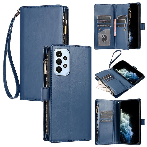Funda tipo cartera de PU para Samsung A72 4G 5G con cordón, ranura para múltiples tarjetas, protección total, estilo retro, PU+TPU