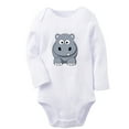 thumbnail image 2 of iDzn Little Baby Cute Rompers, Newborn Babies Unisex Bodysuits, Infant Animal Rhino Graphic Jumpsuits, Toddler Kids Long Sleeve Oufits (White, 0-6 Months), 2 of 5