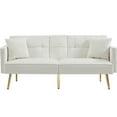 thumbnail image 3 of SYNGAR Futon Sofa Bed, Mid Century Velvet Futon Sofa with Gold Metal Legs, Convertible Daybed with 3 Adjustable Positions, Couches and Sofas, Modern Stylish Sleeper Sofa Bed for Living Room, White, 3 of 9