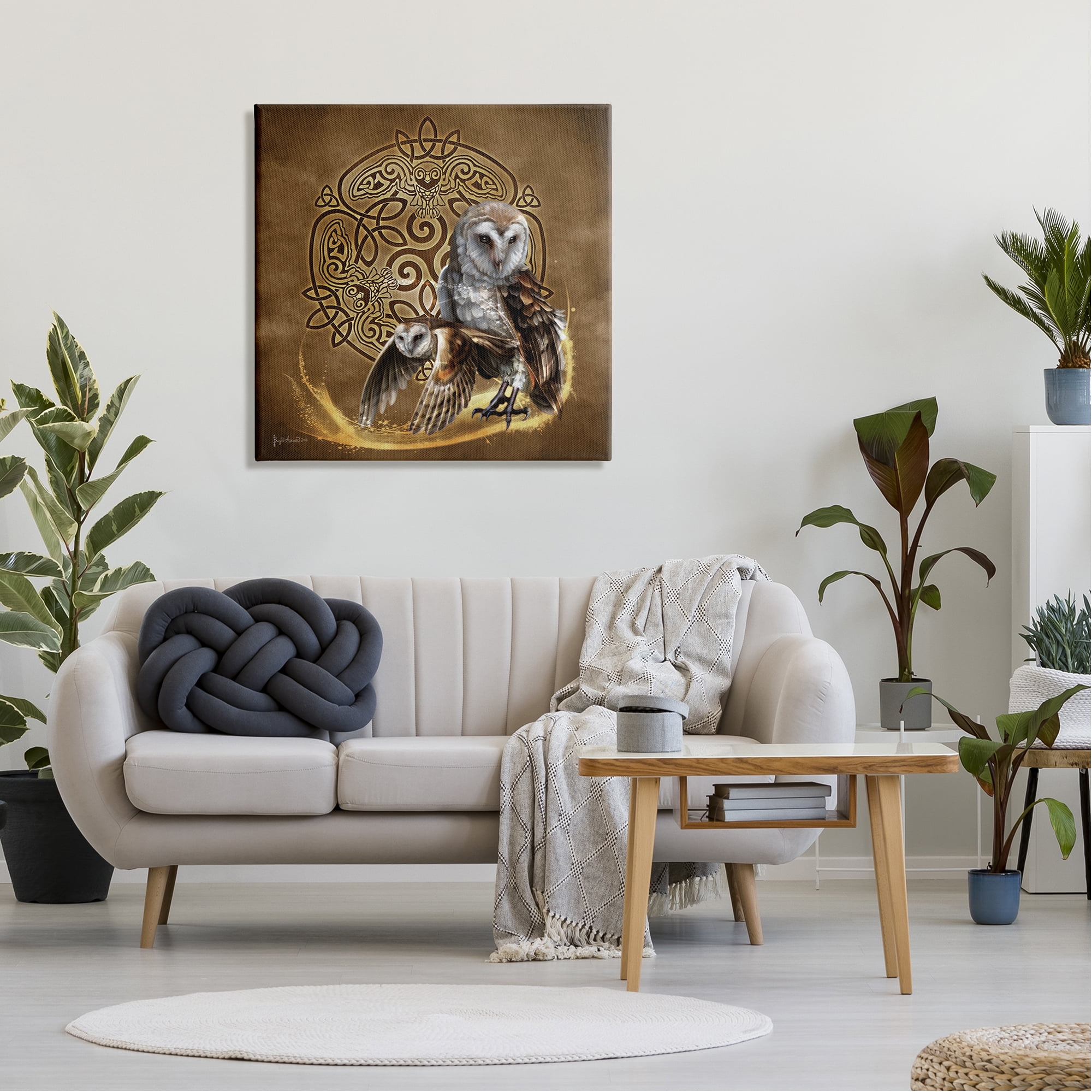 Stupell Industries Abstract Fractal Owls Animals & Insects Painting Gallery Wrapped Canvas Art Print Wall Art, 30 x 30