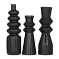 thumbnail image 6 of CosmoLiving by Cosmopolitan 17", 16", 13"H Black Ceramic Vase with Fluted Designs, Set of 3, 6 of 7