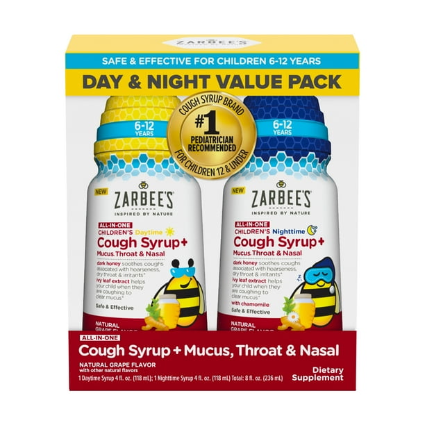 Zarbee’s Kids AllinOne Day/Night Cough, Age 612, Honey, Turmeric, B3