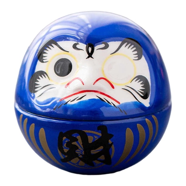 Figura de cerámica Daruma, escultura en miniatura, arte de mesa para celebración de deseos de la suerte Azul