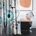 thumbnail image 4 of 4 Piece Shower Curtain Sets, Blue Flower Daisy Vintage Worn Wood with Non-Slip Rugs, Toilet Lid Cover and Bath Mat, for Bathroom Decor Set, 72" x 72", 4 of 11