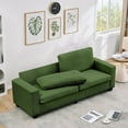 thumbnail image 4 of IDEALHOUSE Dark Green Sofa Bed, Modern Striped Corduroy, Plush Deep Seat, Oversized Loveseat Couch, Soft, Sturdy, Easy Assembly, 4 of 7