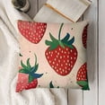 thumbnail image 3 of SHANXI Pink Fruit Summer Leaves Red Art Pillow Covers Pillowcases Home Decor Bed Couch Sofa Office Living Room Cushion 22x22in, 3 of 5