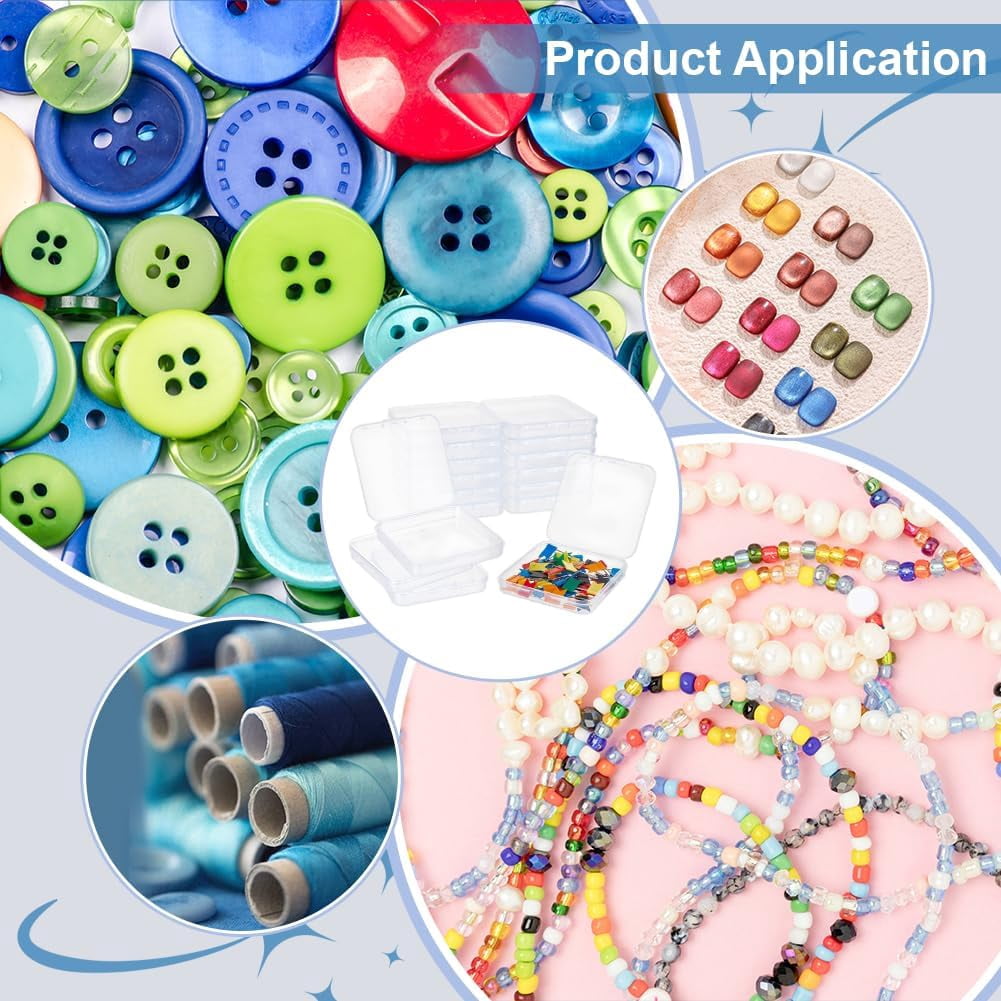 20Pcs Plastic Beads Storage Containers Square Clear Jewelry Organizer Box with Flip-up Lids DIY
