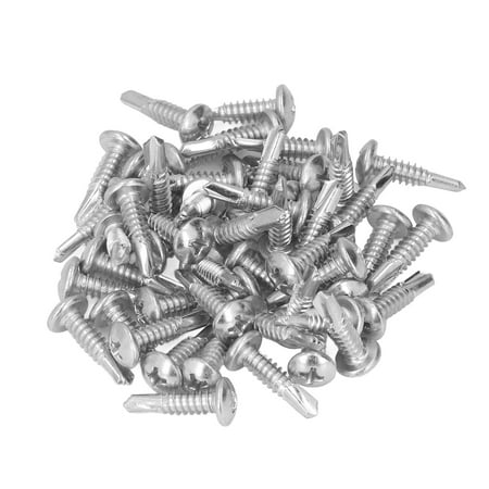 

50Pcs 4.8x19mm Zinc Plated Carbon Steel Self Drilling Screw Set - Cross Groove Round Head Screws for Home Office Furniture Repair Application Installation Durable Corrosion-Resistant