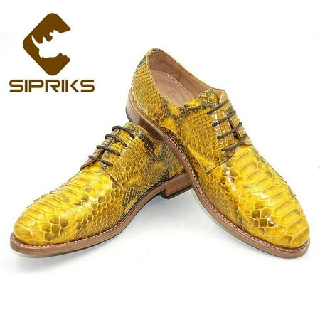 

Sipriks Imported Yellow Gold Snakeskin Gents Suits Shoes Men s Formal Tuxedo Shoe Italian Custom Leather Outsole Goodyear Luxury
