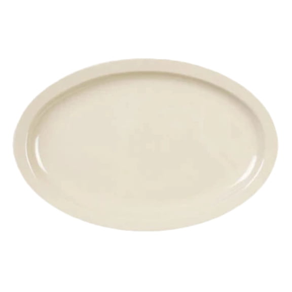 Excellante Nustone Tan Melamine Dinnerware Collection 11 1/2" x 8" Narrow Rim Platter, Comes in Dozen