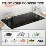 VBGK Induction Cooktop 5 Burner 36 inch Electric Stove 7400W Countertop Hot Plate for Cooking 240v,99 Minutes Timer & Auto Shutdown Induction Burner,Child Lock Induction Cooktop