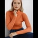 thumbnail image 5 of Suéteres Acanalados para Mujer, Lindos Suéteres de Punto de Cuello Alto, Ajustados y Cálidos Naranja un Tamaño, 5 of 9