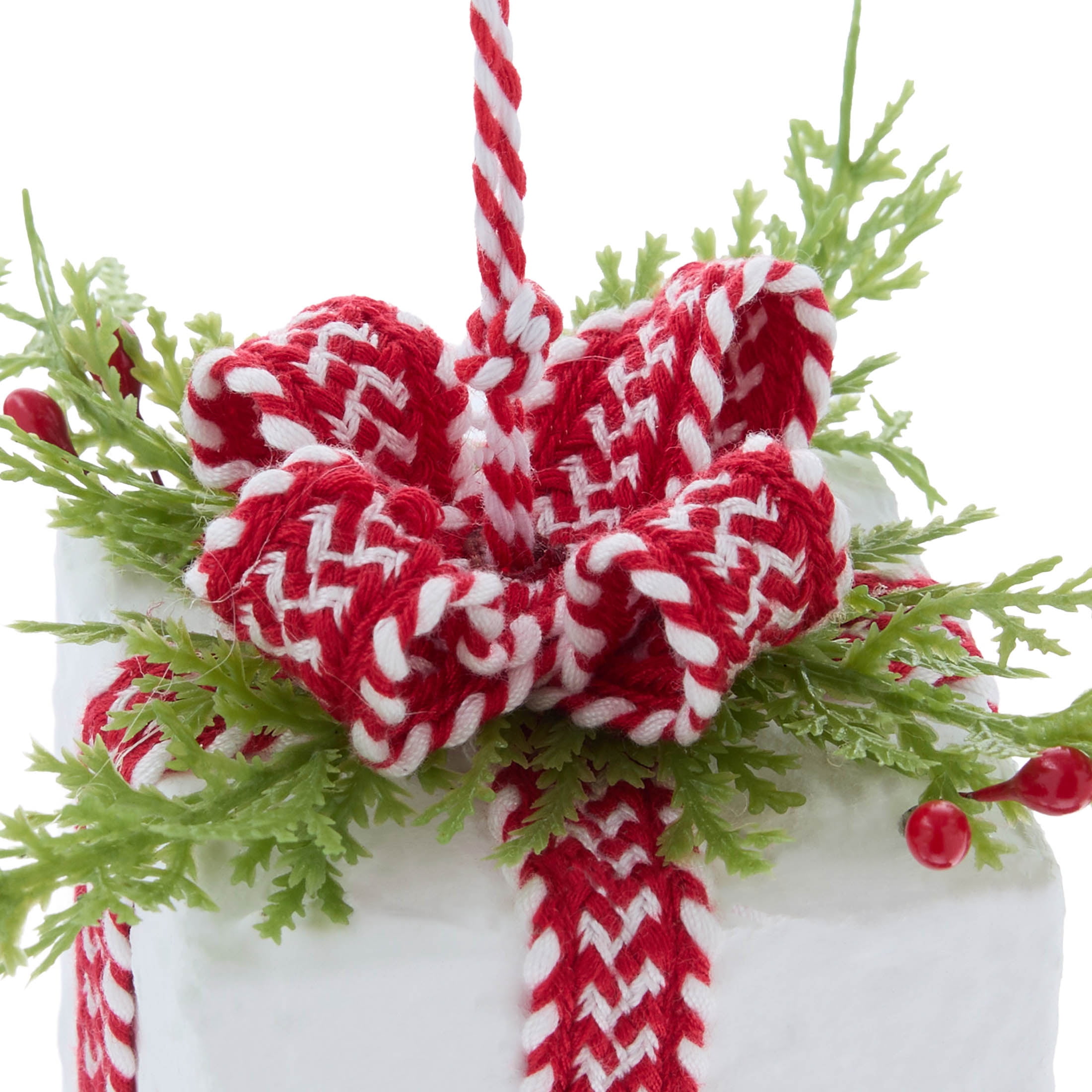 Red/White/Green Gift Box Christmas Ornament, 4.8", by Holiday Time