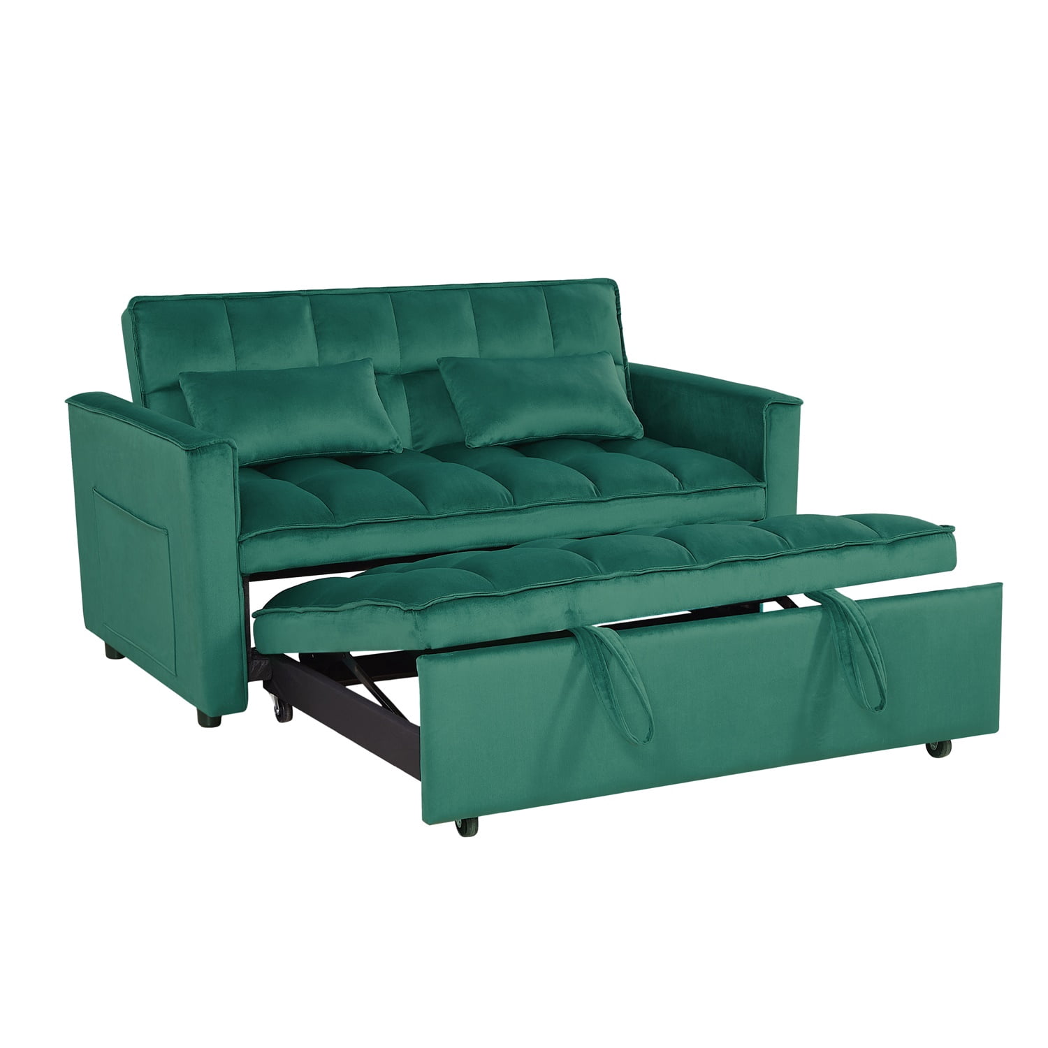 Hommoo 3 in 1 Convertible Pull Out Sofa Bed, Loveseat Sleeper Sofa, Green