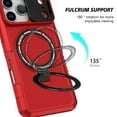 thumbnail image 4 of Case for iPhone 17 Pro, with Sliding Camera Cover & Ring Kickstand, Military Grade Drop Protective Hybrid Shockproof Anti-fall Phone Case Cover for iPhone 17 Pro, Red, 4 of 6
