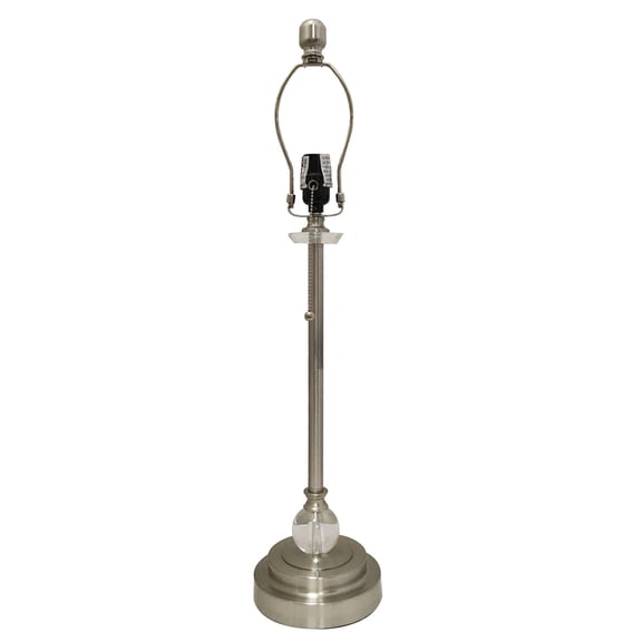 Royal Designs 27" Crystal and Brush Nickle Plating KD Pull Chain Lamp Base with Harp and Finial