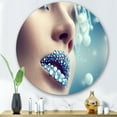 thumbnail image 2 of Designart 'Close-Up Of Gems On Female Lips' Modern Circle Metal Wall Art 36x36 - Disc of 36, 2 of 5