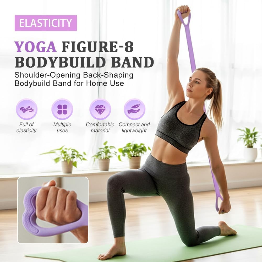 Figure 8 Resistance Bands Exercise Bands for Women, 2026 New Resistance Band with Handles for Working Out, Elastic Ropes for Arm Back Shoulder Stretching Training