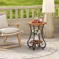 thumbnail image 6 of Side Table,Small Round End Table with Lower Shelf for Small Spaces, Portable Couch Sofa Coffee Table,Bedside Nightstand Table with Metal Frame,Retro Accent Drink Table for Living Room Bedroom Balcony, 6 of 15