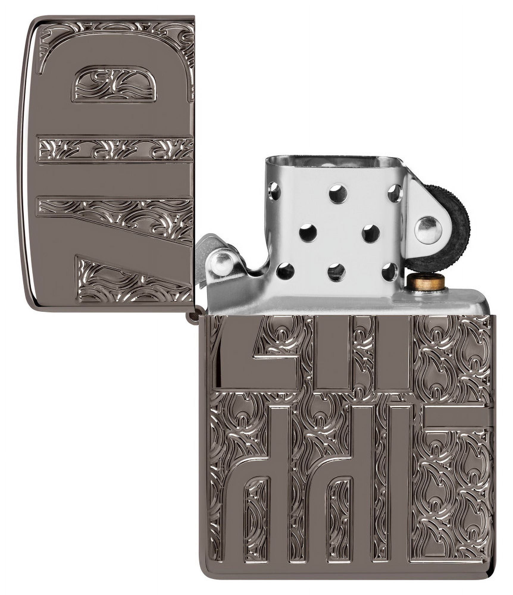 Zippo Reverse Carve Zippo Design Armor Black Ice Pocket Lighter