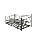 thumbnail image 4 of Premium Daybed Metal Bed Frame, Twin Size Bed with Trundle, Daybed and Roll Out Trundle for Kids Room Guest Room Apartment, Easy Assembly, Mattresses Sold Separately, K213, 4 of 8