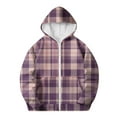 thumbnail image 6 of fnnxnal Big Girls' 10T Pink Plaid Zip-Up Hooded Jacket - 100% Polyester, Front Pockets, Spring & Fall Kids Outerwear, 6 of 6
