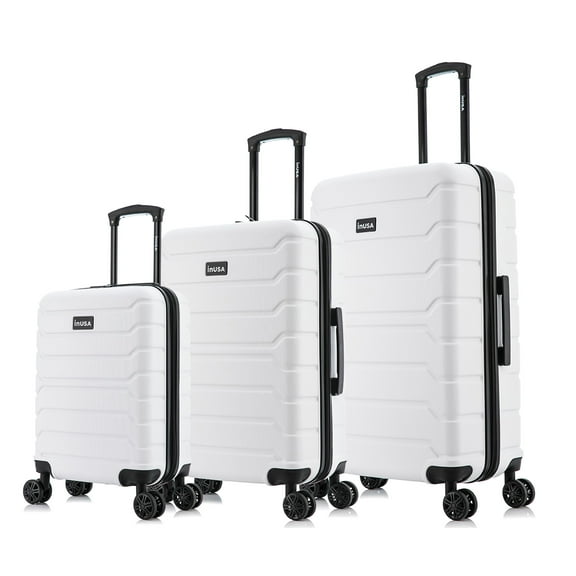 InUSA Trend 3-Piece Hardside Luggage Sets with Spinner Wheels, Handle, Trolley, (20"/24"/28"), White