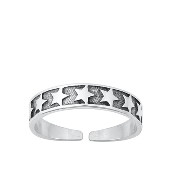 Sterling Silver Oxidized Star Toe Ring Adjustable Midi Band 925 New Jewelry Female Unisex