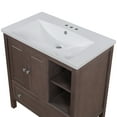 thumbnail image 6 of Xahpower 30" Bathroom Vanity with Ceramic Basin,Integrated Wash Basin Storage Cabinet with Doors and Drawers,Lavatory Free Standing Vessel Sink,Solid Frame,Metal Handles,Toilet Furniture,Brown, 6 of 12