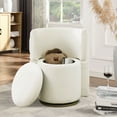 thumbnail image 3 of 360° Swivel Accent Chairs with Ottoman, Modern Comfy Fabric Barrel Living Room Chair, Leisure Bedroom Armchair with Footstool, Beige Single, 3 of 9