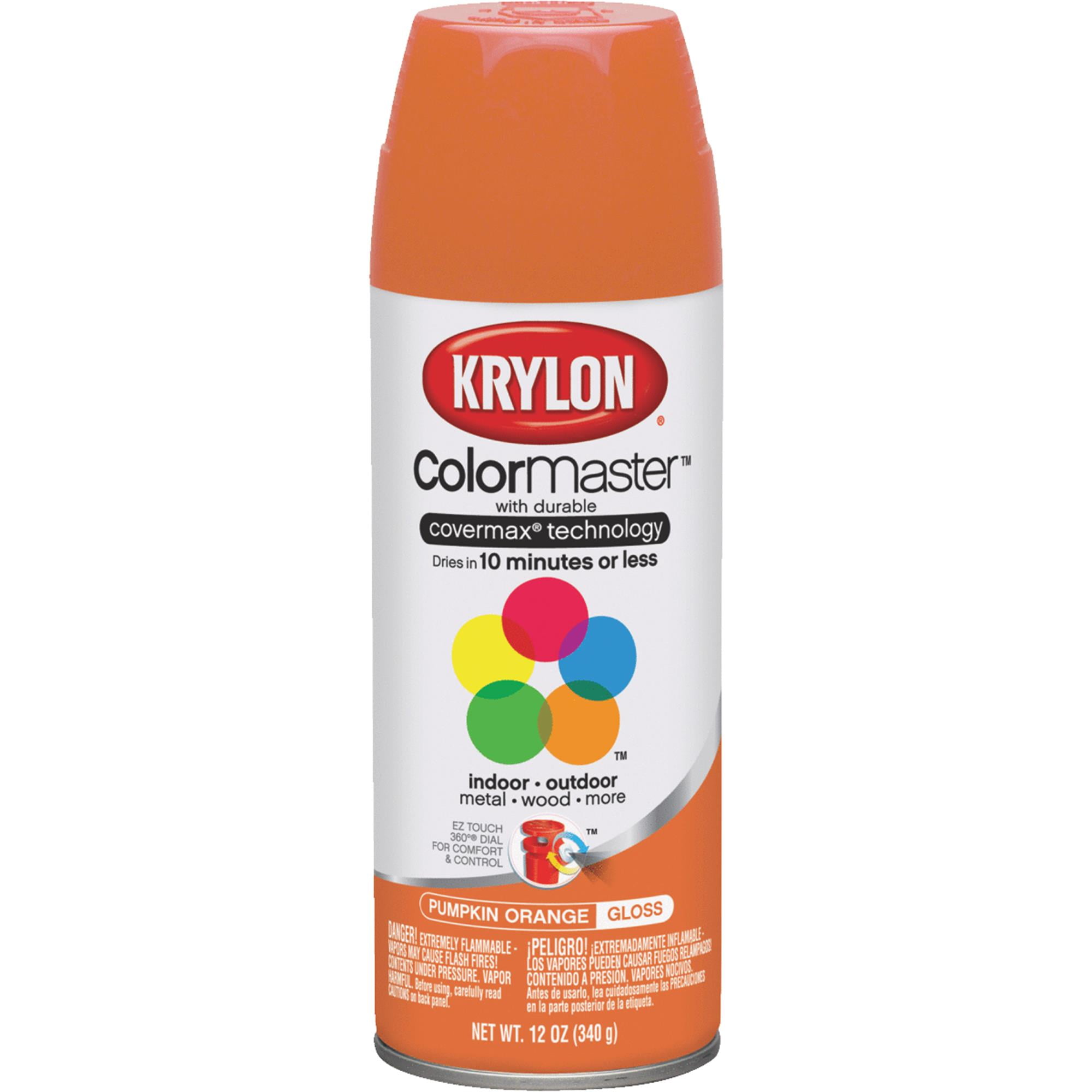 Krylon COLORmaxx K05532007 Spray Paint, Gloss, Pumpkin Orange, 12 oz