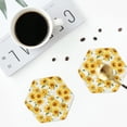 thumbnail image 5 of Pofeuu Artistic Marble Pattern Sunflower Print Leather Coasters Set of 6, Round Cups Mugs Mat Pad for Home Kitchen Heat Resistant Drink Coasters,Hexagon, 5 of 7